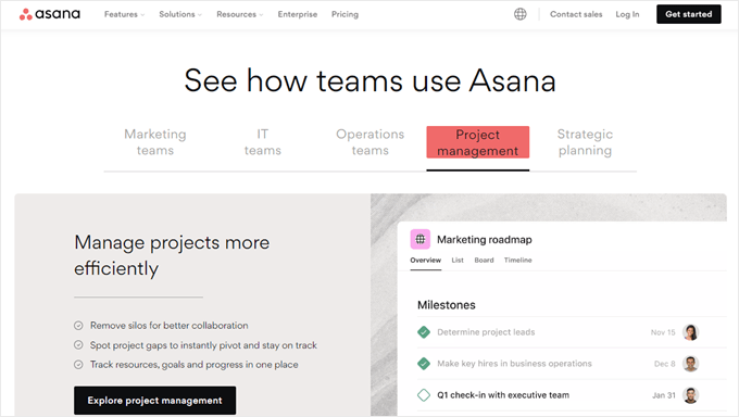 Asana project management software